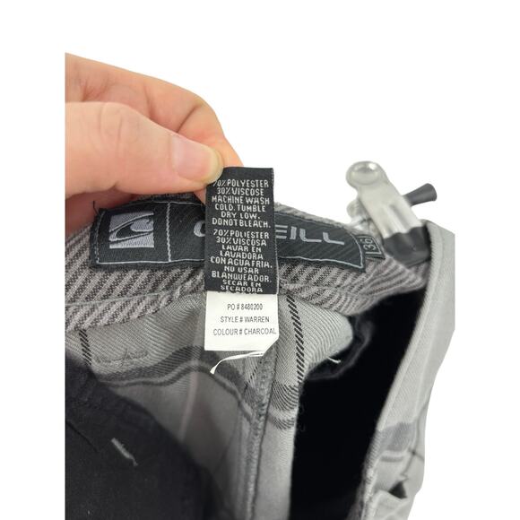 O'Neill Shorts Mens 36 Warren Flat Front Plaid Chino Charcoal Gray Casual - Picture 4 of 4